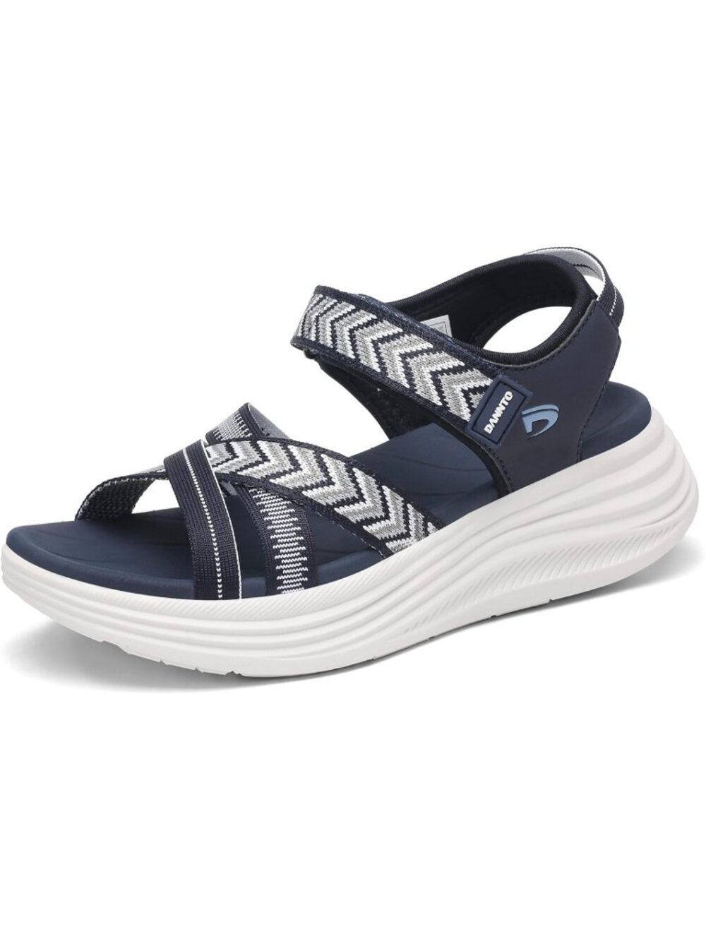 Women's Lake Blue Comfortable Walking Sandals with Arch Support Elastic Strap